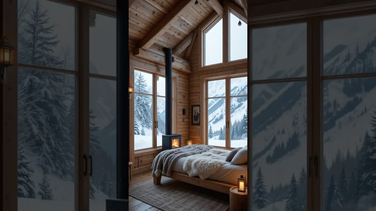 Alpine Cozy Bedroom ❄️ | Scandinavian Winter Cabin Relaxation