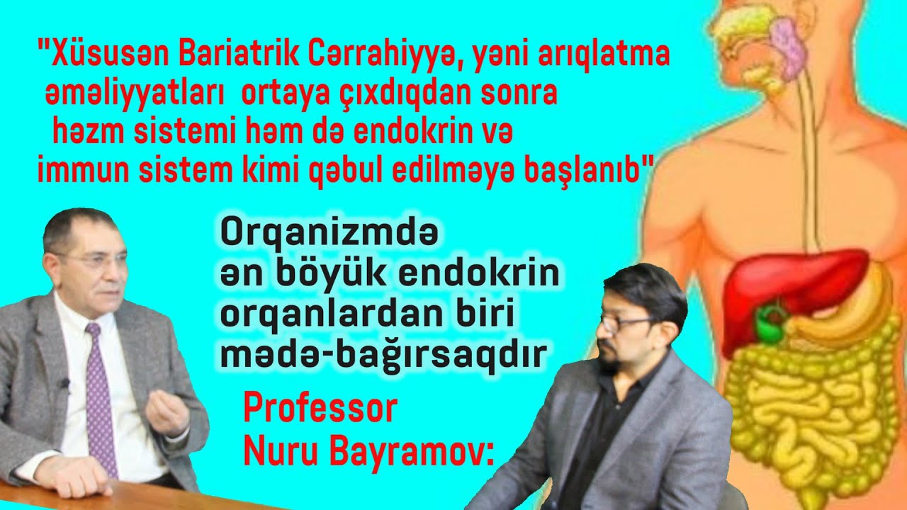 PROF.  NURU BAYRAMOV: ARTIQ MEDE-BAĞIRSAĞA ƏN B&Ouml;Y&Uuml;K ENDOKRİN-HORMON İFRAZ EDEN ORQAN KİMİ BAXILIR...