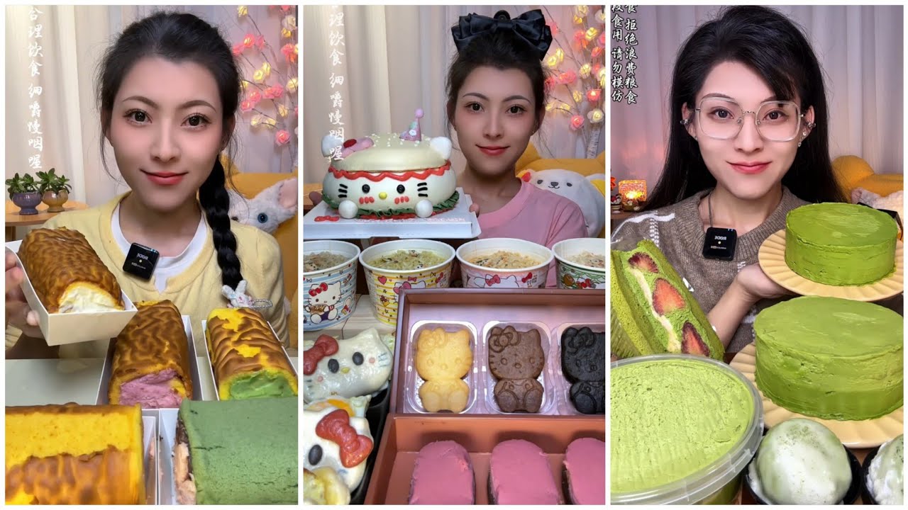 ASMR] Dessert Mukbang🎂🍦🍰🍮 (Creamy Crepe Cakes) 디저트 먹방 |Eating Sounds#cake #asmrcake #asmrcake