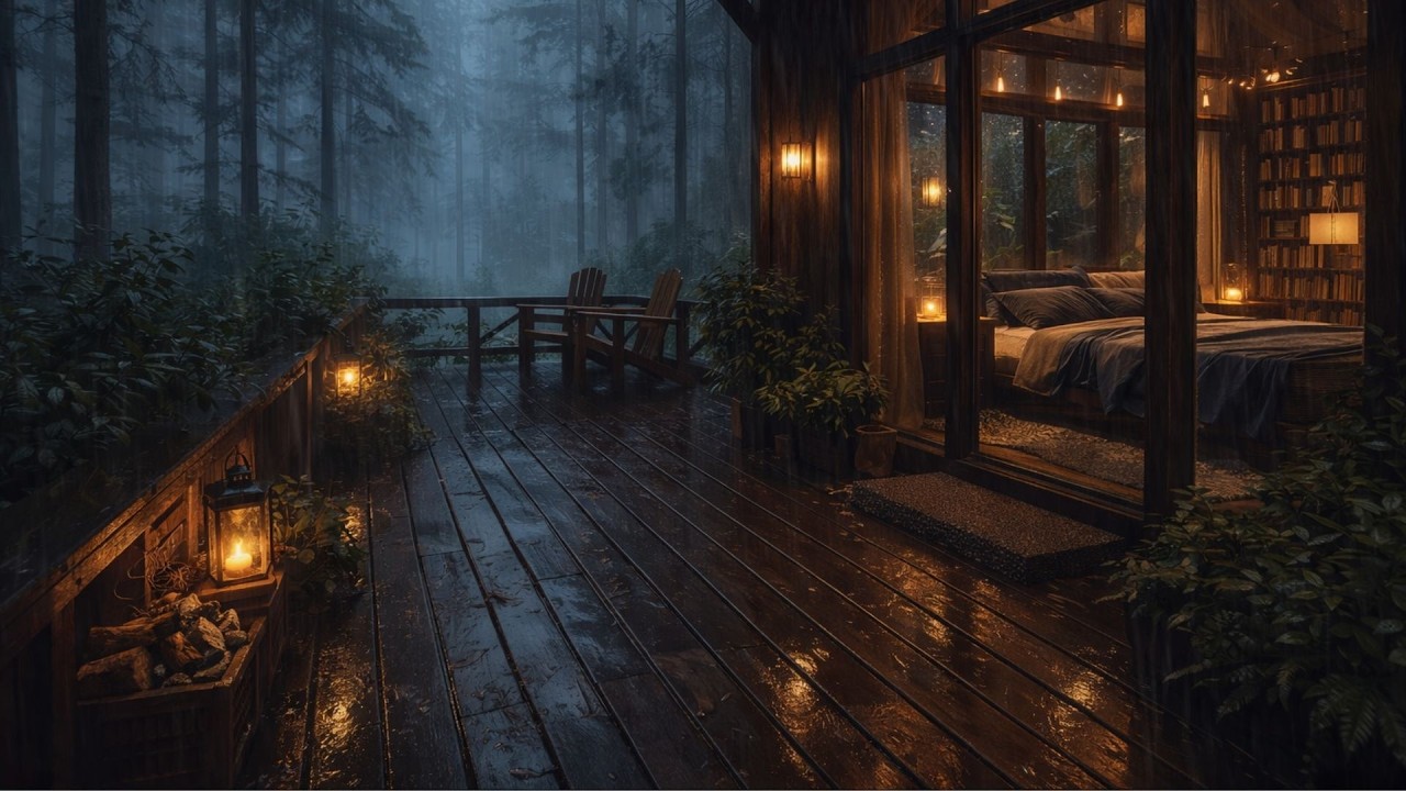 Ever Imagine a Cozy Rainy Night in a Forest Cabin? | Peaceful Rain & Soft Wind Ambience