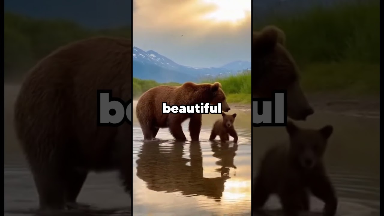 Baby cub learning to swim