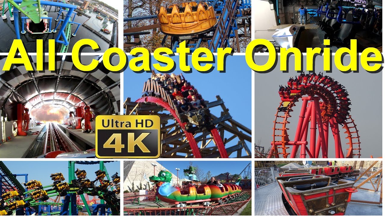 Energylandia all roller coasters onride 1st row - Energylandia alle Achterbahnen onride (4K) Zadra