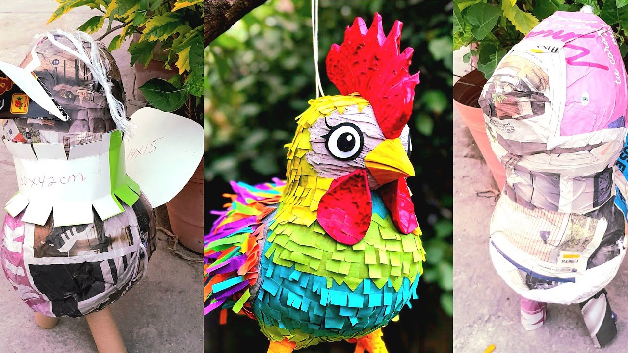 COMO HACER UNA MINI PIÑATA DE GALLO USANDO GLOBOS, FACIL Y HERMOSA!! 👇❤️ [1 parte]
