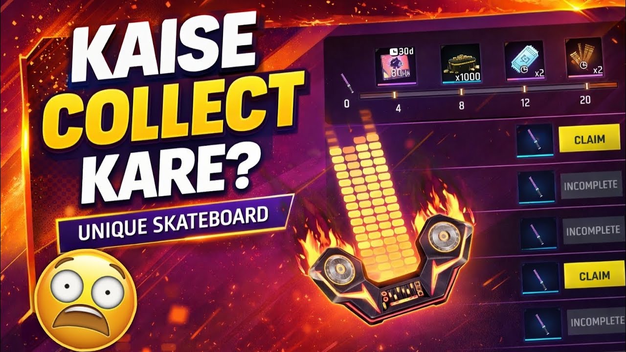 New SKATEBOARD Kaise Collect Kare?😱 Free Fire New Event #freefirmax 