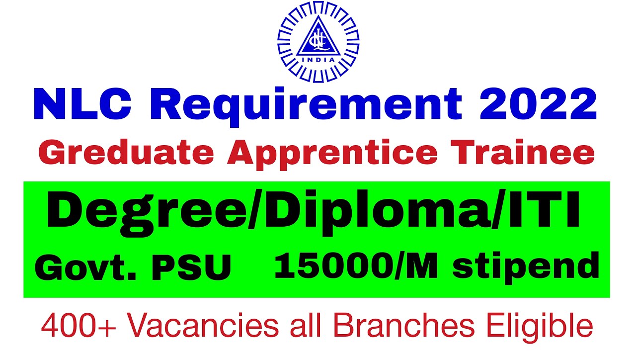 nlc apprentice recruitment 2022 apply online | All brances eligible 400+ govt. Jobs