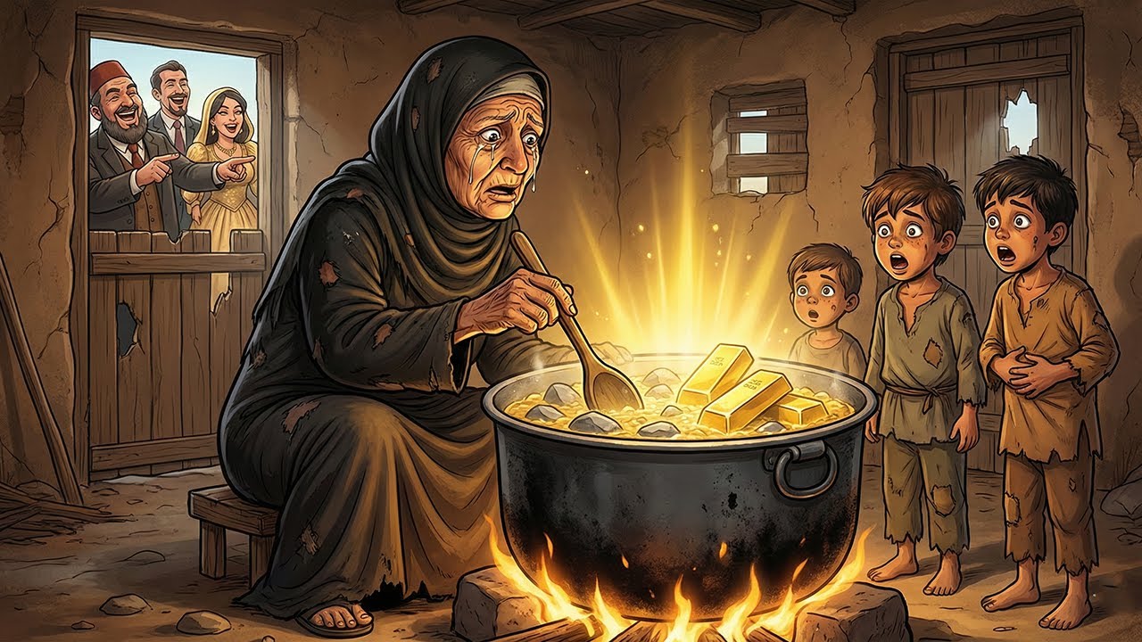أرملة فقيرة سخروا منها لأنها تطبخ 'الحجارة' لأطفالها الجياع.. وعندما فُتح القدر صُدمت المدينة كلها