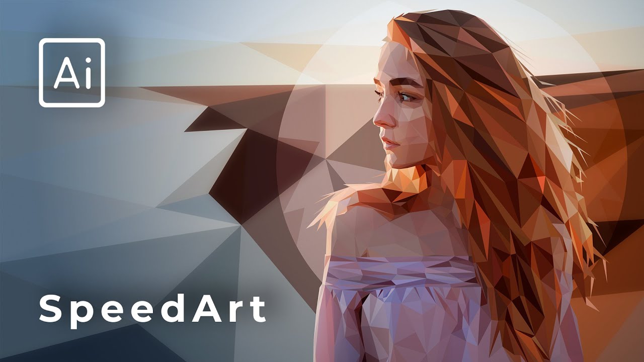 Low poly portrait. Adobe Illustrator Tutorial & Speed art