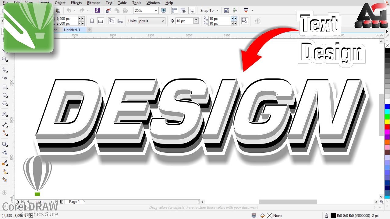 3D TEXT Effect Design in CorelDraw | Corel Draw Tutorial