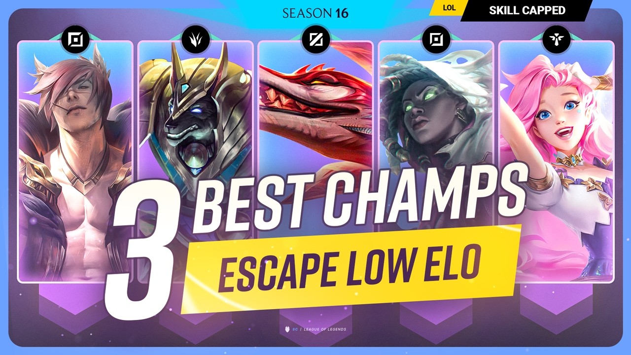 3 BEST Champions To ESCAPE LOW ELO For EVERY ROLE In Season 16 - League of Legends