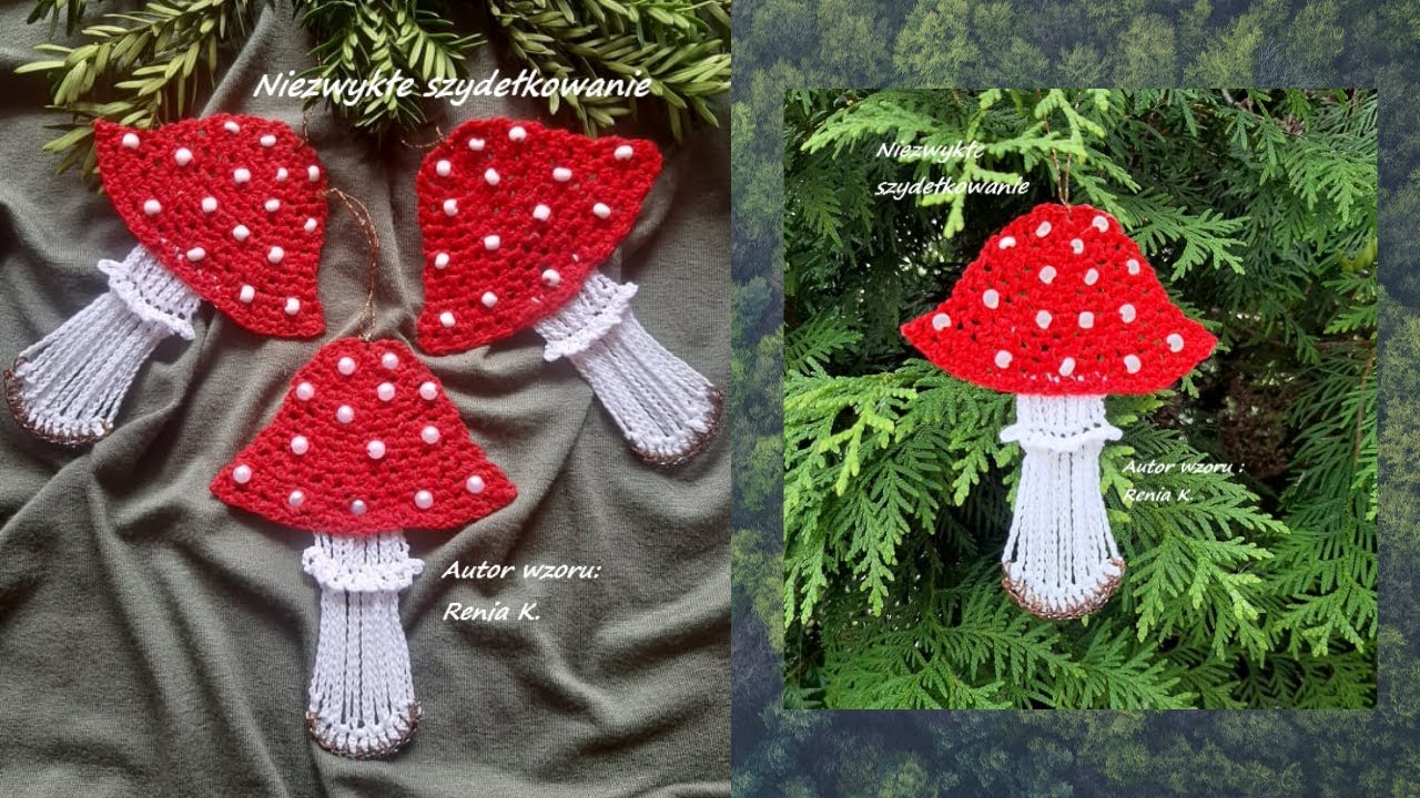 Muchomorek szydełko, płaski. Autor wzoru/ Author Renia K .Flybane crochet tutorial.