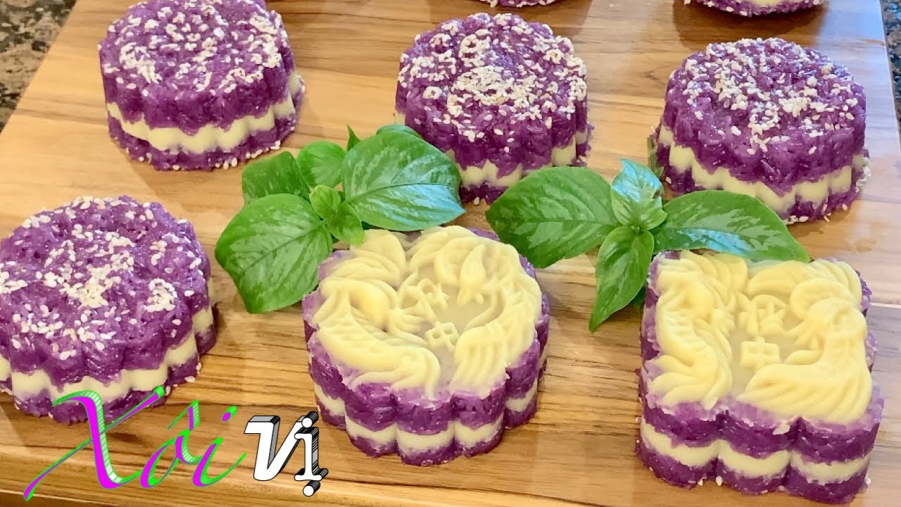 Xôi Vị - Cách Làm Xôi Vị Lá Cẩm Bằng Khuôn Bánh Trung Thu Đơn Giản Đẹp Và Ngon - Magenta Sticky Rice