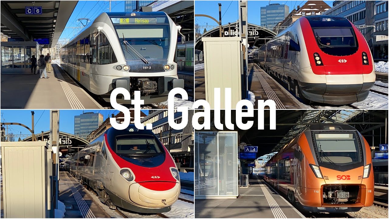 Bahnverkehr in St. Gallen an einem Wintertag | ICN | Twindexx | SOB Traverso