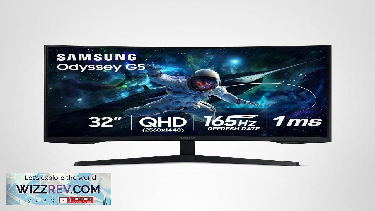 Игровой изогнутый монитор SAMSUNG Odyssey G55C Series QHD 1000R с временем отклика 1 мс (MPRT) и ...
