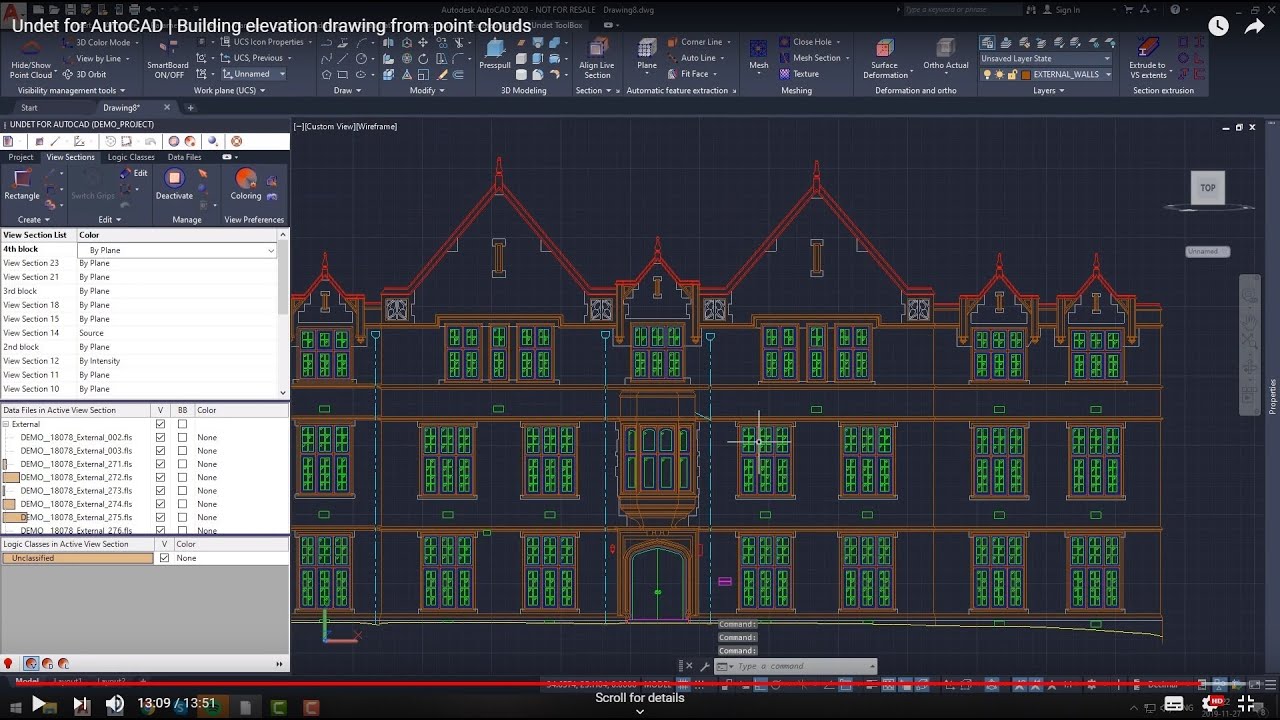 Undet for AutoCAD | Building elevation drawing from point clouds