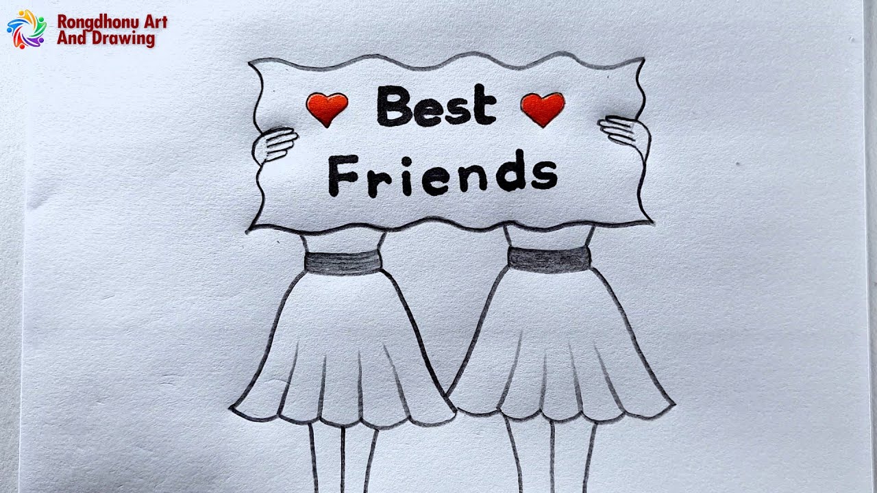 Cute Best Friends Sketch | Friendship Drawing Tutorial