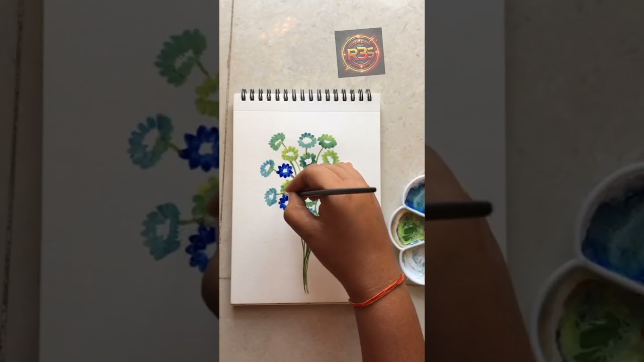 Simple and Easy acrylic flower painting using single small line brush#art #acrylicpainting#flowerart