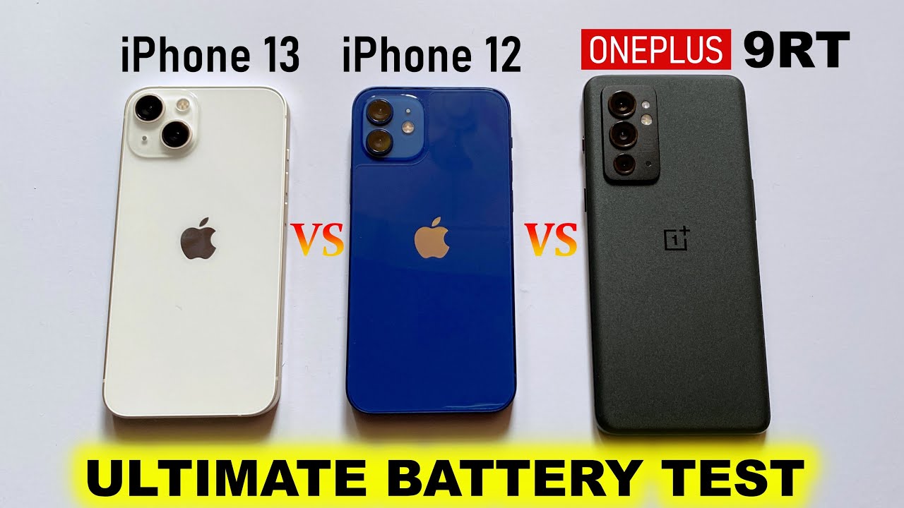 iPhone 13 vs iPhone 12 vs OnePlus 9RT Battery Drain Test🔋| Shocking Results🔥! (HINDI)