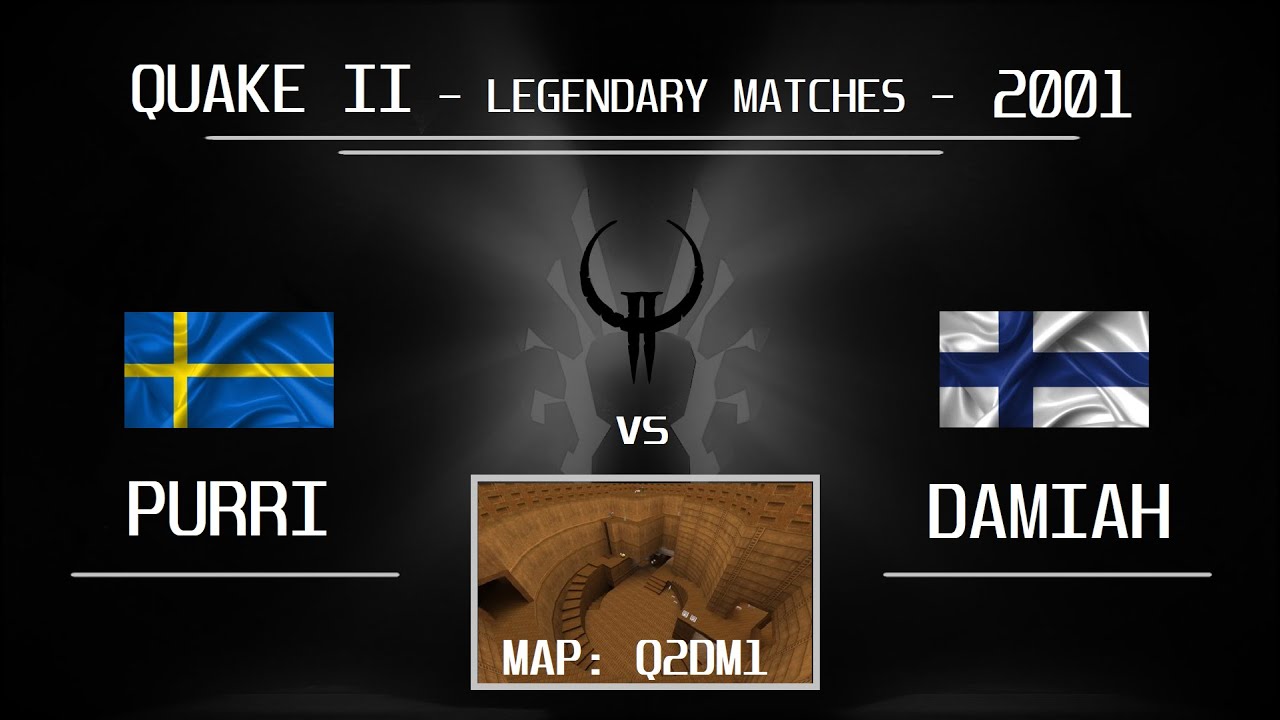 QUAKE 2 | PURRI vs Damiah | 2001 | friendly match on q2dm1 (The Edge)