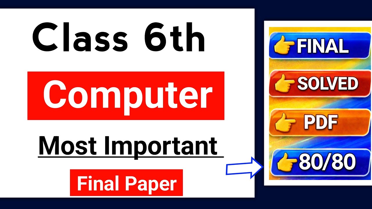 PSEB 6th Class Computer Final paper 2026 | 12 March | Full Solved | 6th Computer Final Exam 2026 |