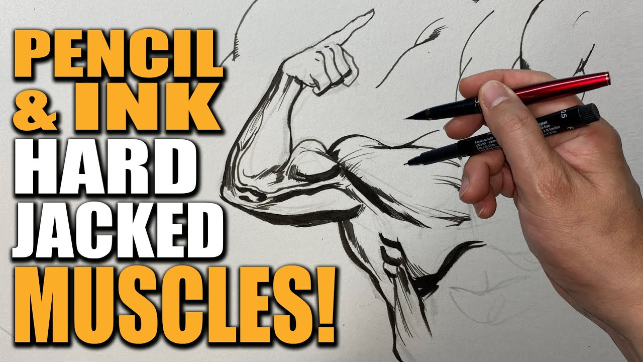 Inking Hard Jacked Muscles with Brush Pen and PITT Artists Pens