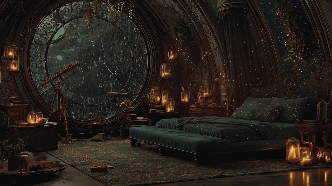 Rain & Thunder Sleep Sounds 🌧️⚡ Wizard Castle Ambience | Enchanted Bedroom Storm (12 Hours)