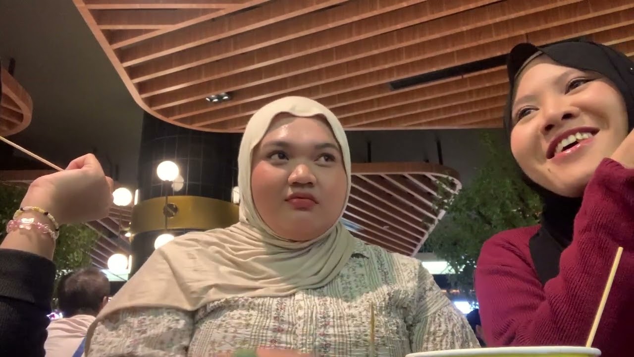 Eating meatball at food court queen city mall
