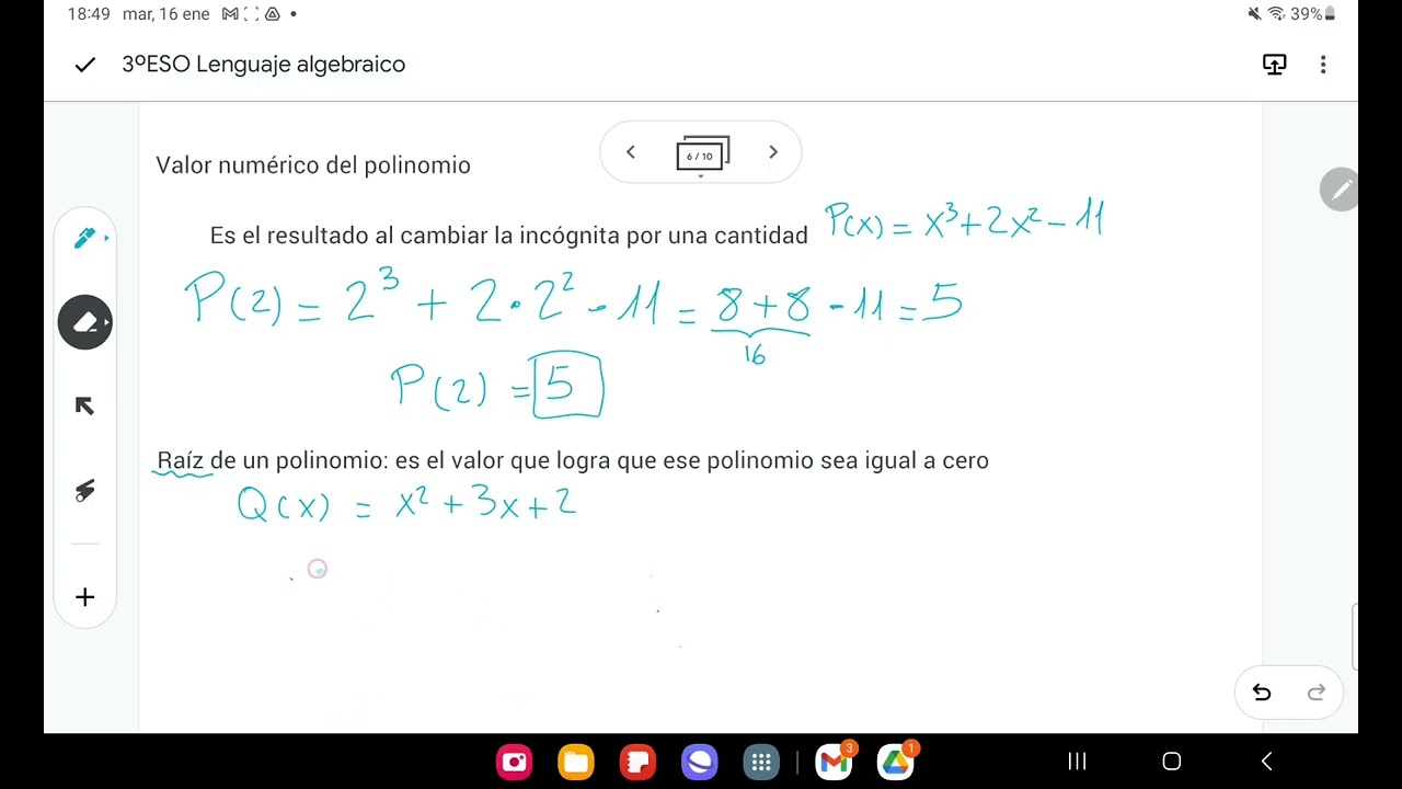 6  Valor numérico y raíz de un polinomio
