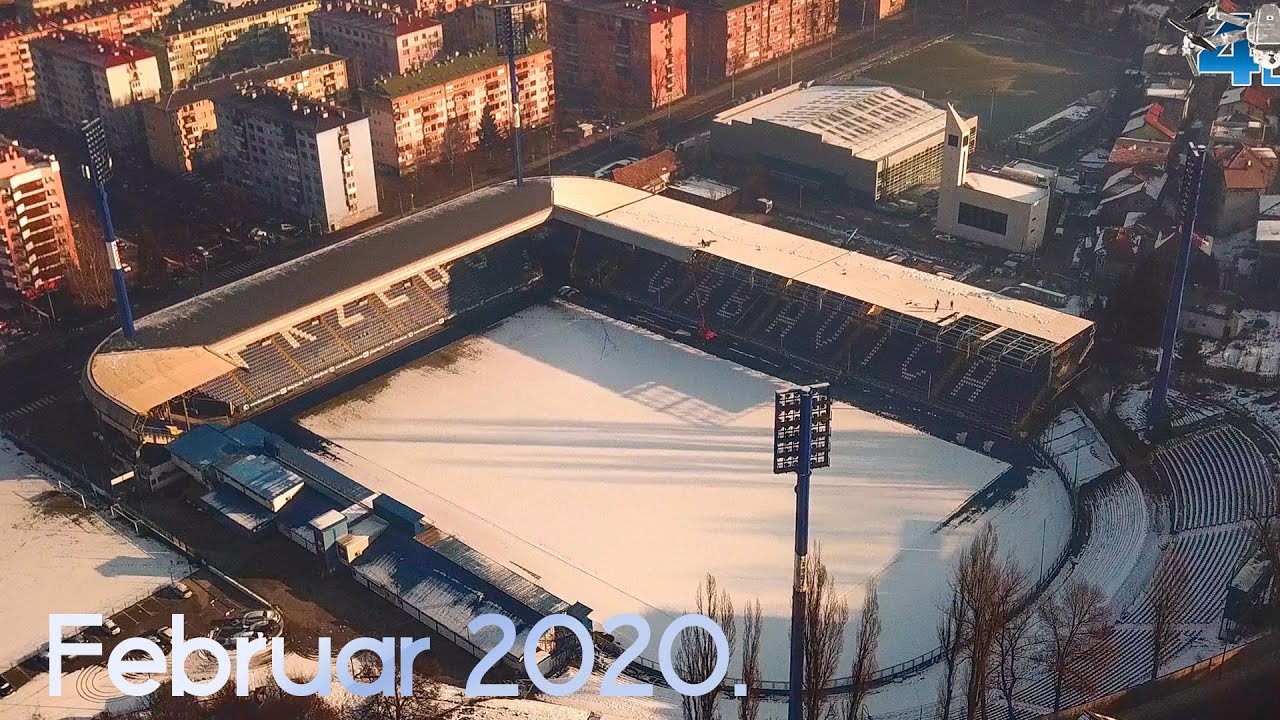 Postavljanje krova na istocnoj tribini stadiona Grbavica