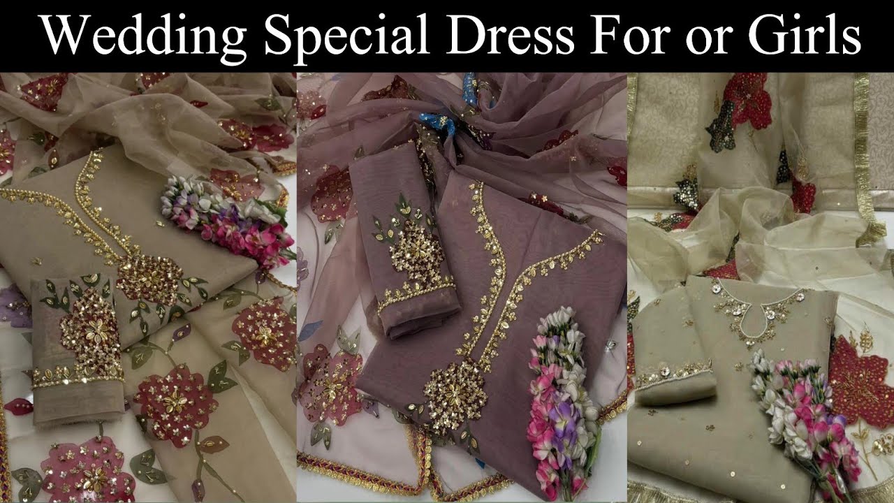 Girls Wedding Special dress 2025 |Organza Suit New Design |Fancy suit design |girls embroidery dress