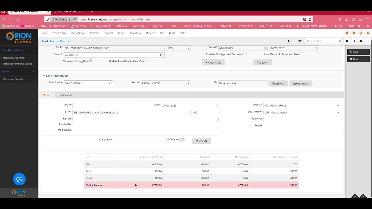 Bank reconciliation