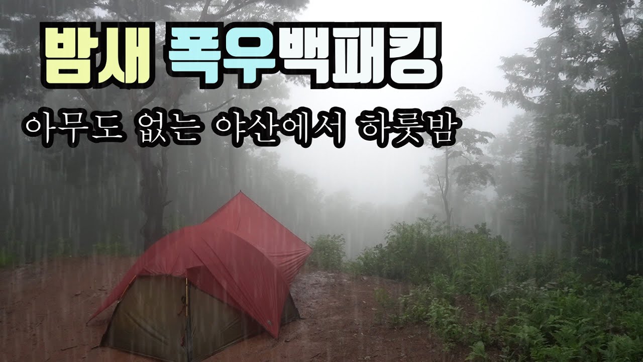 폭우속 산속에서 두렵기도 했던 하룻밤..혼자는 무서워요! / 폭우중 백패킹 / 솔로백패킹 / 안개속 야산