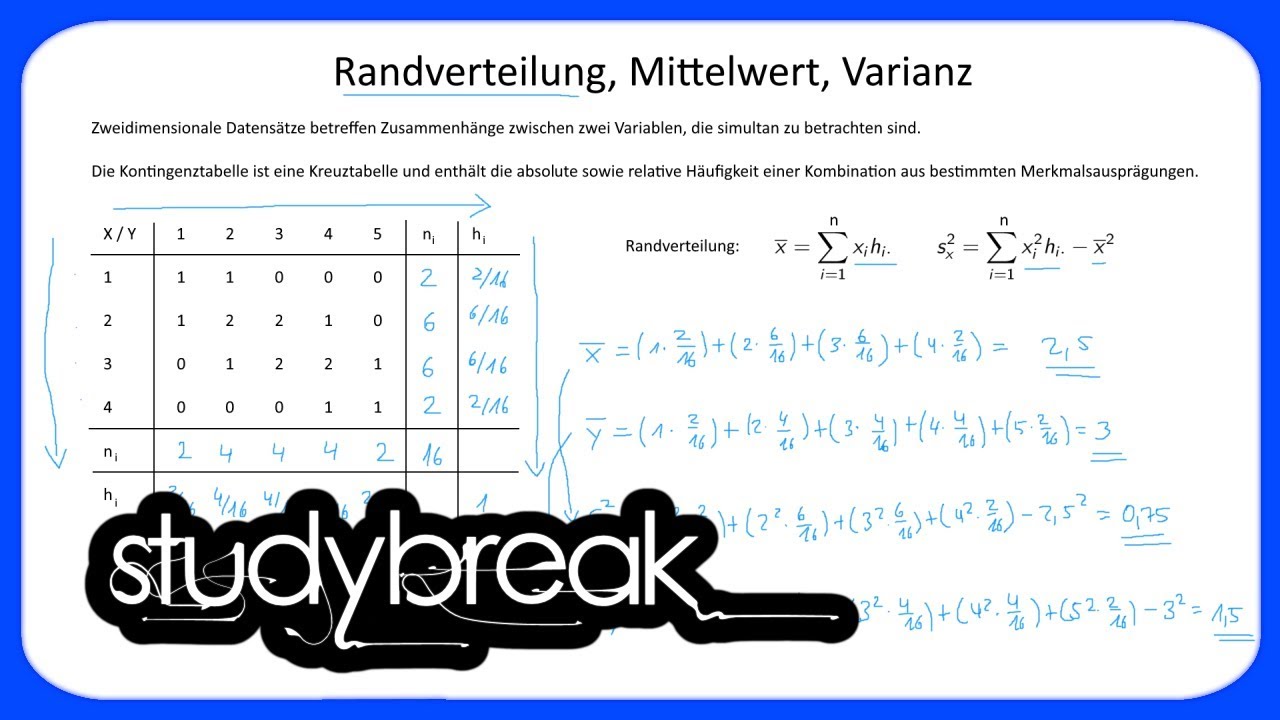 Randverteilung, Mittelwert, Varianz | Statistik