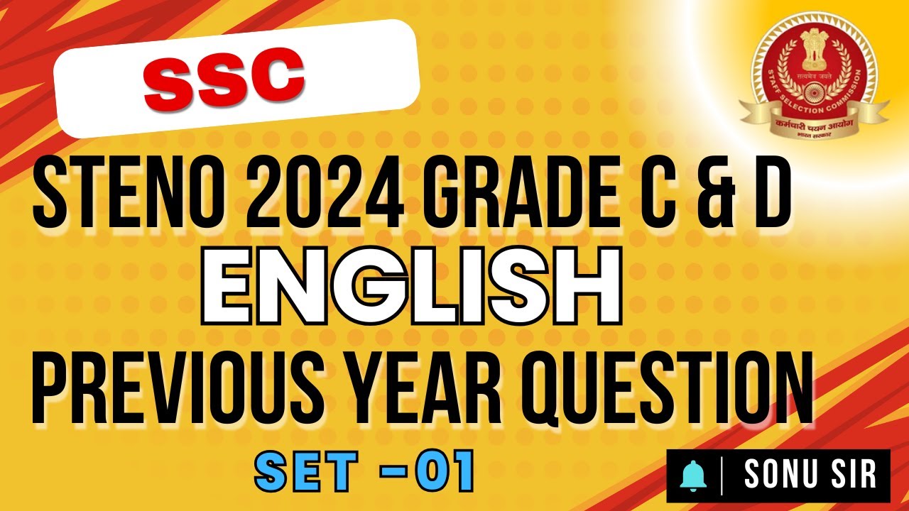 SSC Stenographer 2024 ENGLISH |Set-01 |Previous Year Paper | English by Sonu Sir
