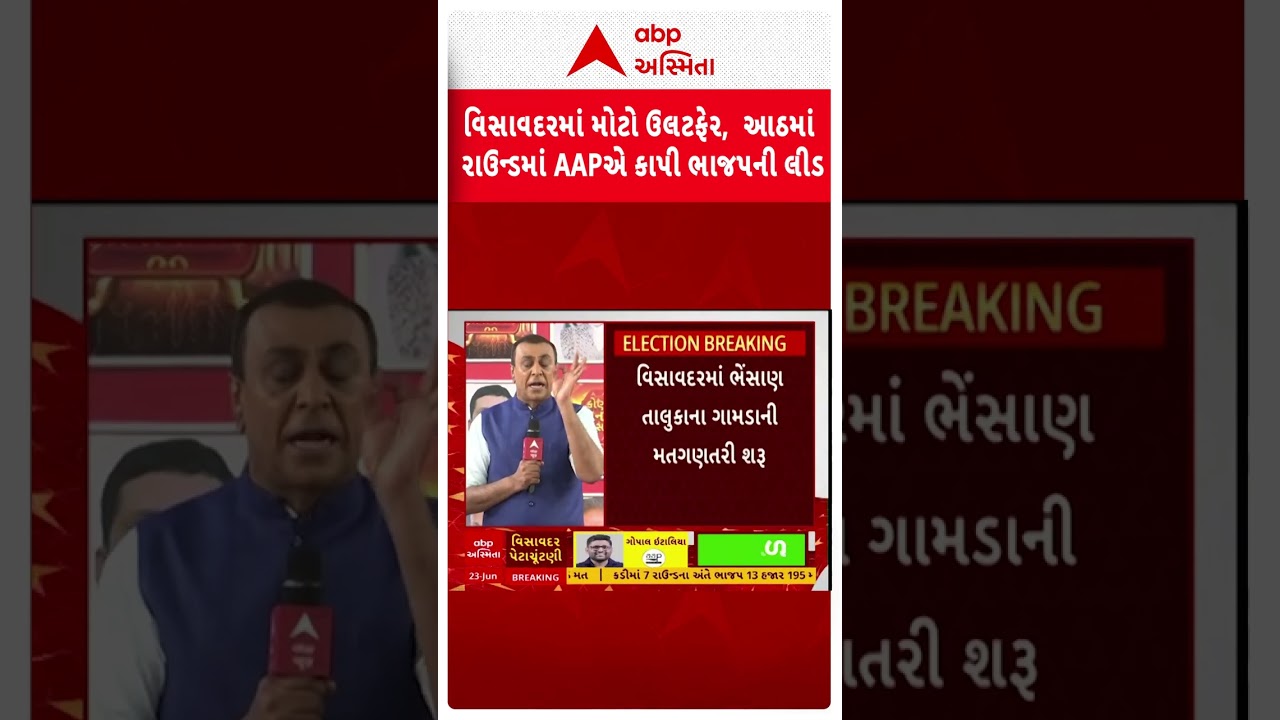 Visavadar Bypoll Result 2025 | વિસાવદરમાં મોટો ઉલટફેર, AAPએ કાપી ભાજપની લીડ | Abp Asmita | 23-6-2025