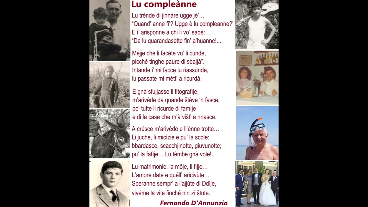Lu compleànne - di Fernando D'Annunzio - in dialetto abruzzese