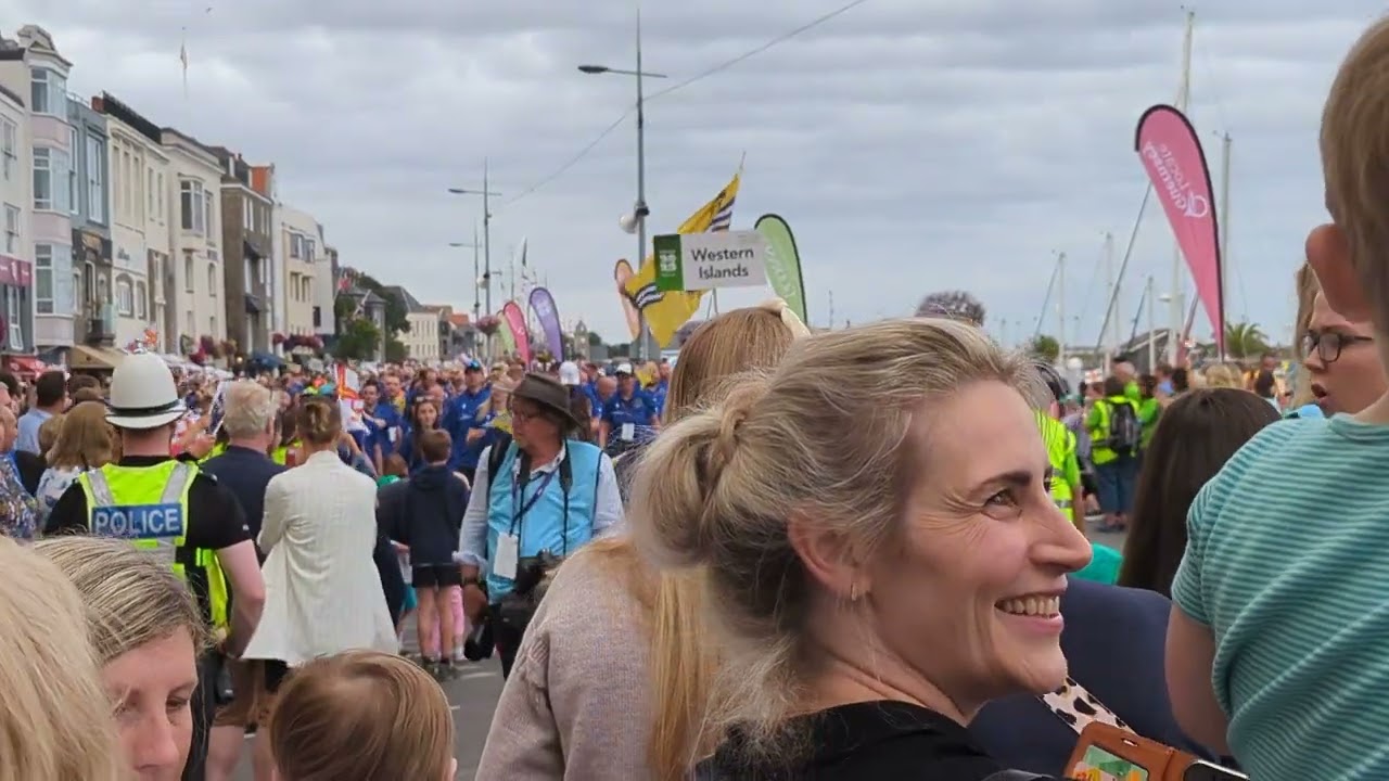 Guernsey Games 2023 open Ceremony sea front St Peters Port .