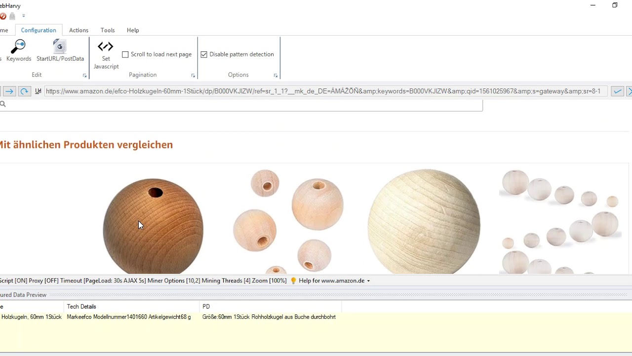 Process to perform Keyword scraping and capture product description and bullet points from Amazon.de