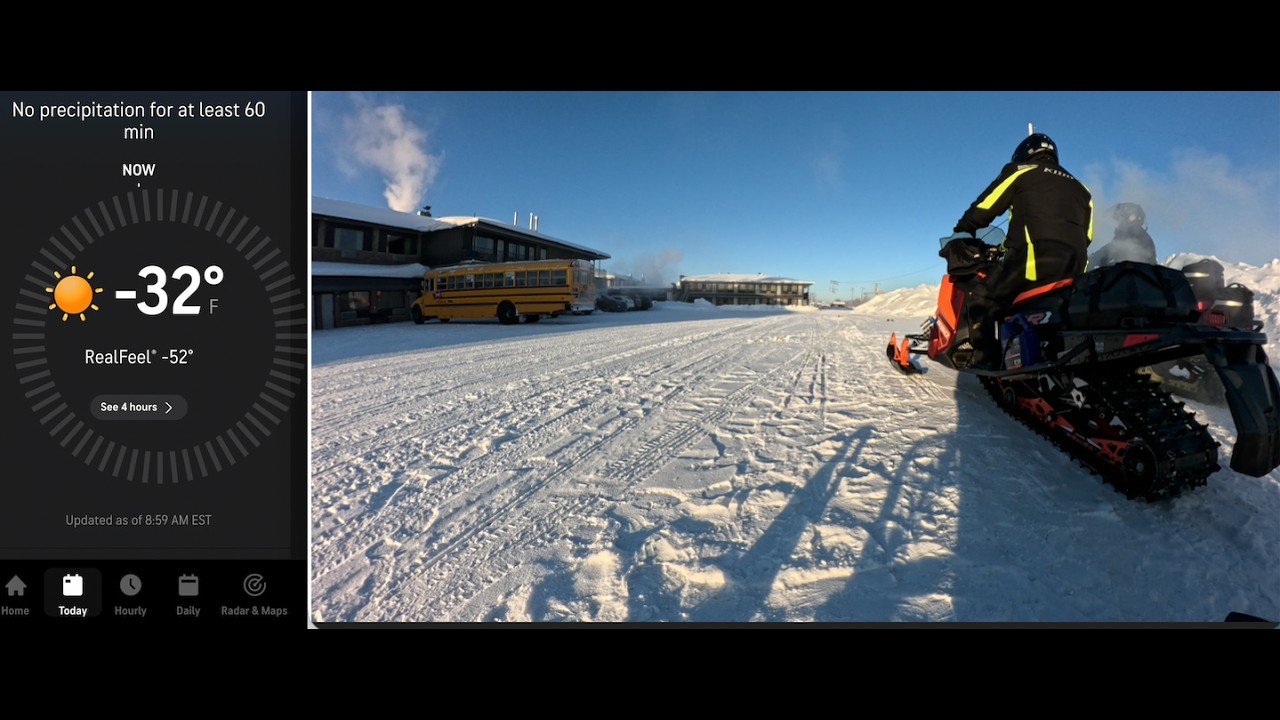 Long Miles on Ontario Snowmobile Trails- Day 3 Hearst to Cochrane -33 Degrees F