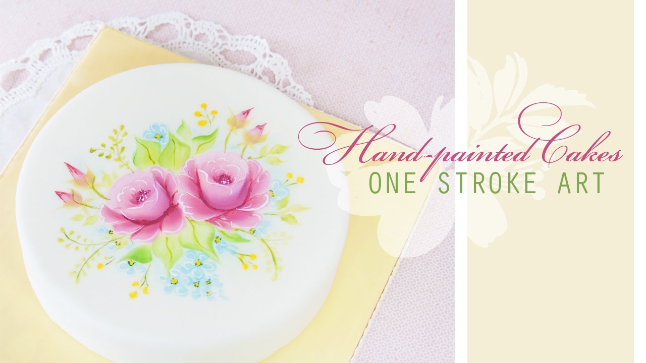 ONE STROKE ART, How to hand paint beautiful roses on cakes