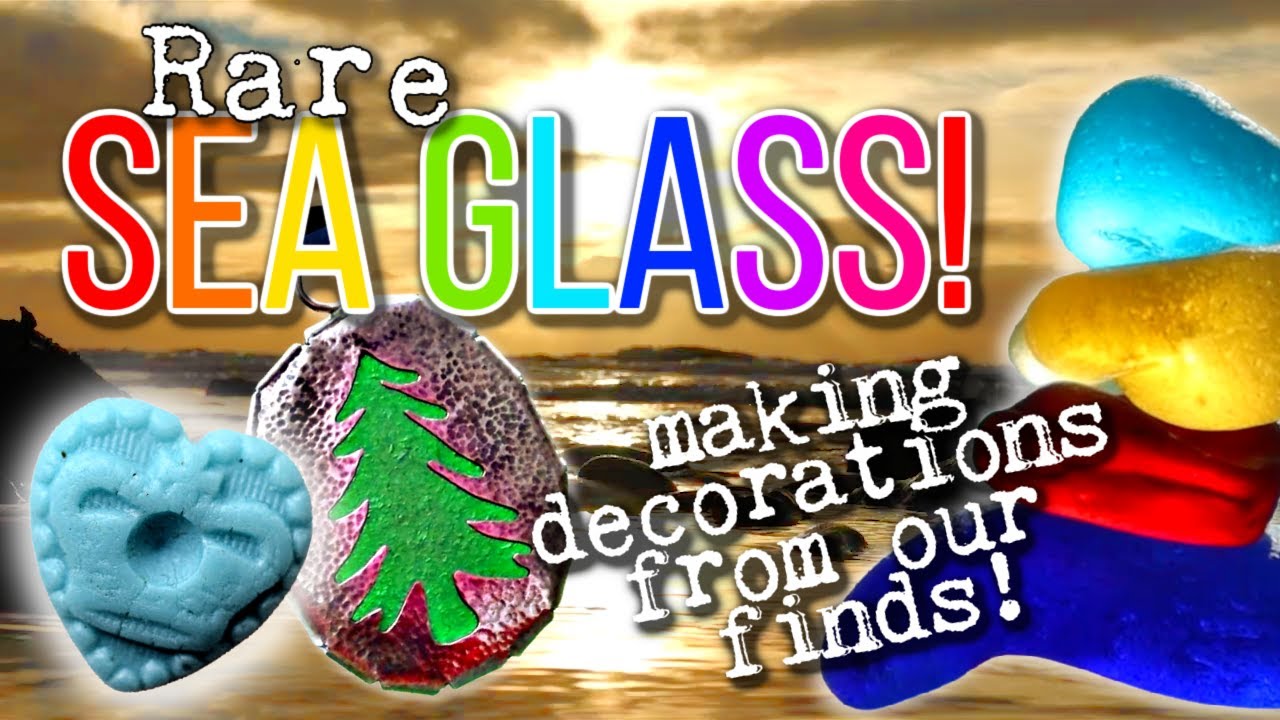 Beachcombing for rare sea glass in North England and making festive decorations from our finds!