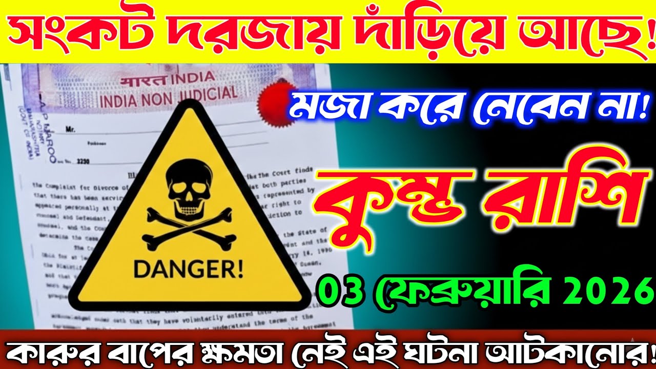 কুম্ভ রাশি♒ 03 ফেব্রুয়ারি 2026 থেকে সংকট দরজায়! মজা করে নেবেন না, সাবধান! Kumbh Rashi