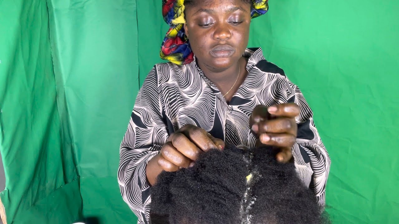 asmr ✨ relaxing shea butter massage on parted natural hair with gum cracking sound