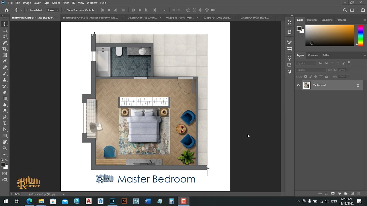 اظهار مسقط افقي ببرنامج الفوتوشوب | Architectural master plan render in Photoshop