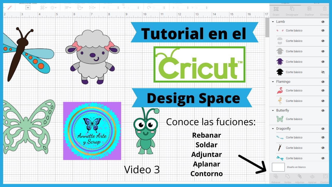 Tutorial en el Cricut Design Space- Rebanar, Soldar, Adjuntar, Aplanar, Contorno... Video 3