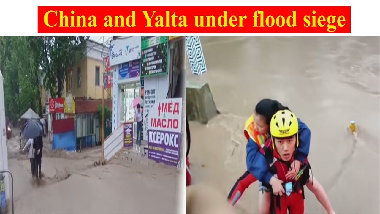 Amazing crazy video showing the power of floods in Yalta, Crimea, and China