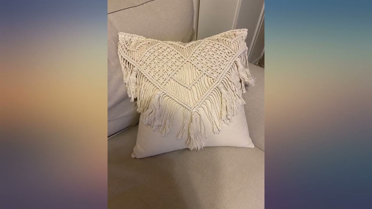Throw Pillow Covers, Macrame Cushion Case, Woven Boho Cushion Cover for Bed Sofa review