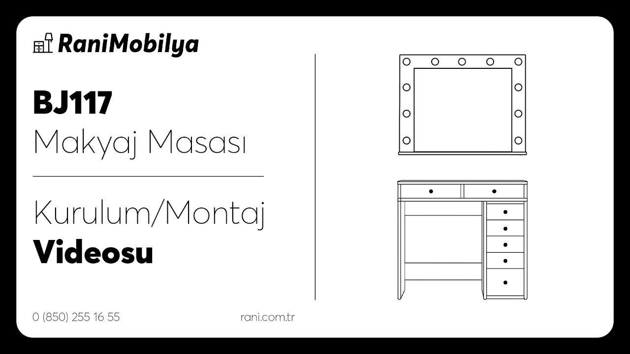 Rani Mobilya BJ117 Işıklı Makyaj Masası Kurulum Montaj Videosu