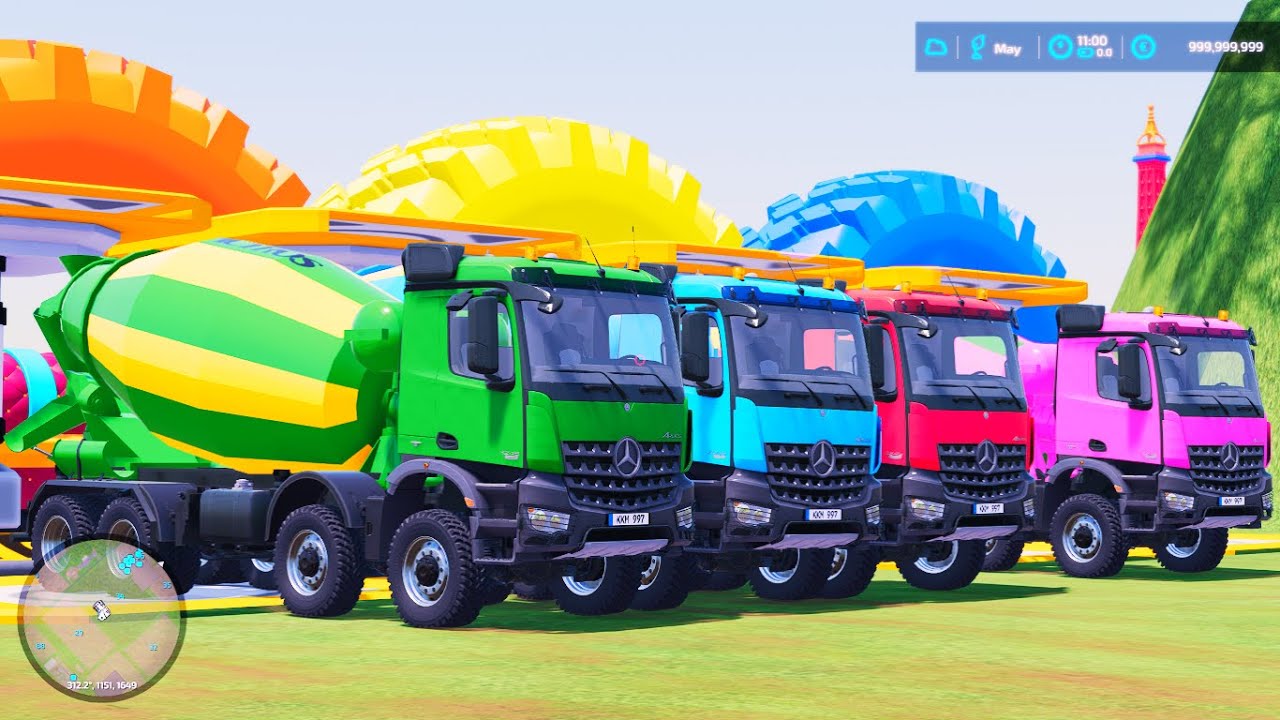 Transporting Mixer Trucks | This Colorful Mixer Truck Playground Is So Satisfying! 😍 | FS22