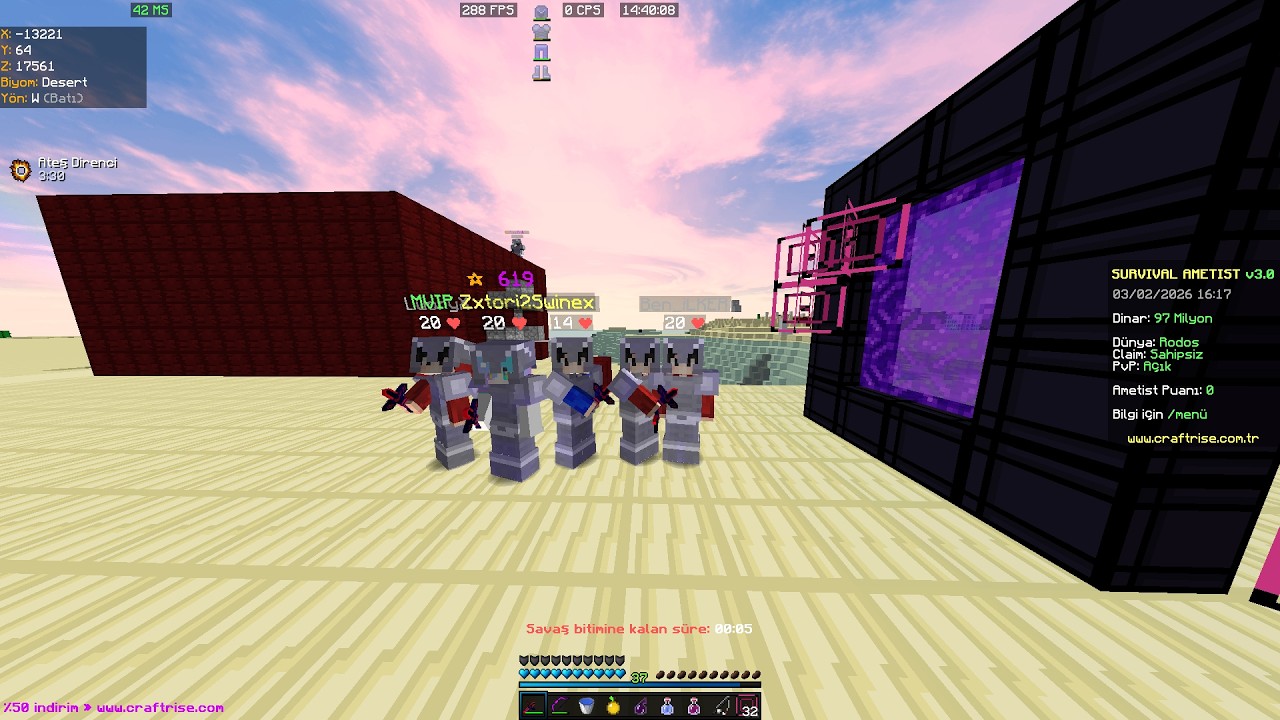 AMETIST PATLAYAN CLAIMLER -craftrise survival ametist