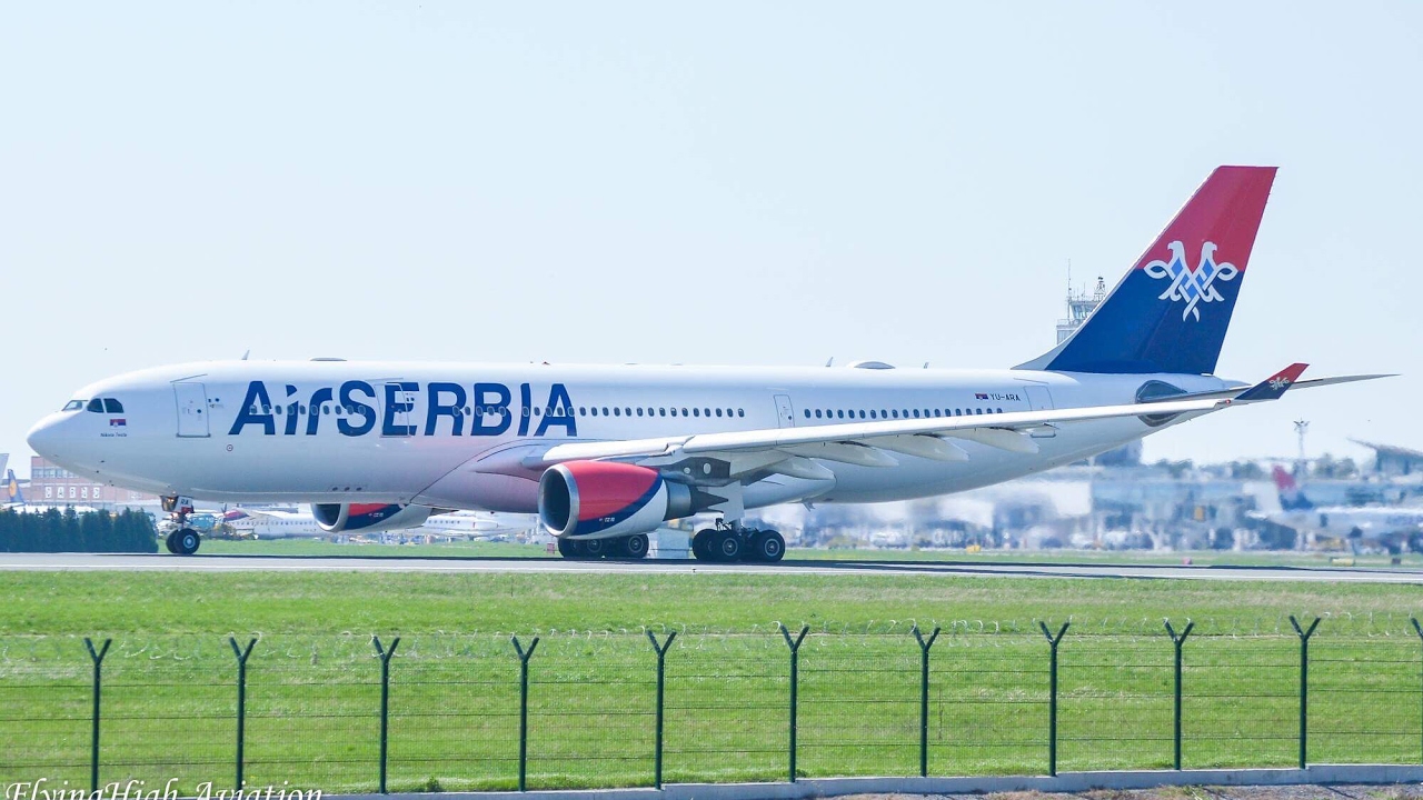 Air Serbia Airbus A330-202 Powerful Heavy Takeoff from Belgrade Airport